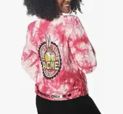 Looney Tunes x Members Only Jacket Women Pink Tie Dye Tweety Bird Denim X-Large