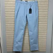 NEW Ben Sherman Straight Leg Stretch Fit Light Blue Cotton Chino Pants 32x34 NWT