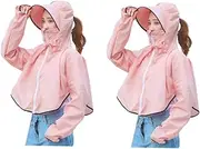 [Kisangel] 2 Pcs Sun Cream Face Masks Ladies Tops Formal Dress Shawl Summer Tops Sunscreen Evening for Women Formal Women Cloak Sun Screen Cloak Quick-Dry Clothes Miss Leggings