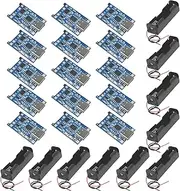 GTIWUNG Pack of 10 3.7 V 18650 Battery Holder with Wire Leads, Single Slot + 15 TC4056 Type-C USB 5V 1A 18650 Lithium Battery Charger Module Charging Board with Dual Protection Functions