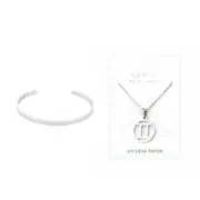 2pc Annabel Trends Stainless Steel Cuff Bangle & Pendant Zodiac Gemini Silver