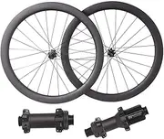 Carbon Fiber Road Bike Wheels 36T Ratchet System 45mm Tubeless Ready & Clincher Wheelset, HG, 700c Thru Axle Disc Brake Wheel Set Bike Accessories