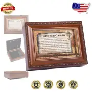 Elegant Hinged Music Jewelry Box with Inspirational Quote - Textured Wood Finish