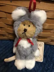 Boyds Bears Plush Ornament Mouserella Bear In Mouse Costume RARE Peeker MINI