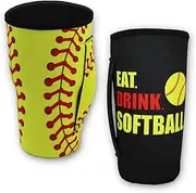 Urbanifi Softball Reusable Tumbler Cup Sleeve Neoprene Insulated Cooler Holder with Handle for 30oz-32oz Tumbler Cup Gift (2 Pack, Sleeve Only)