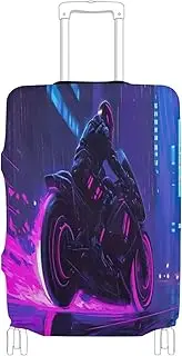 [Joisal] Archangel Warrior Fantasy Luggage Protector Suitcase Cover Fit 18-32 Inch Suitcase Identifiers Unique, Neon Rider Blue, XL 29-32 in