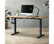 Oikiture 150cm Electric Standing Desk Dual Motor Black Frame OAK Desktop