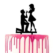 CARISPIBET Decorating Cake Topper Groom Proposing to Bride Engagement Cake Decor