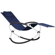Vivere Orbital Lounger Deck Chair Pool Side Decor W/ Headrest Navy White
