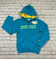 NEW American Crown Hoodie Size L Blue "Jersey Shore" Graphic Print Full Zip