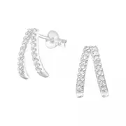Silver Geometric Stud Earrings