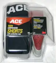 ACE Teen Compression Shorts Protective Hard Cup Size LG XL 30-35 football hockey