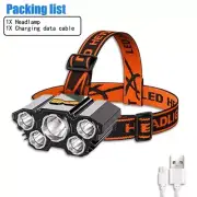 USB Rechargeable Headlamp High Lumen Bright Head Lamp with LED Headlight 4 Mode