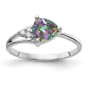 14k White Gold 6mm Fire Topaz A Real Diamond ring