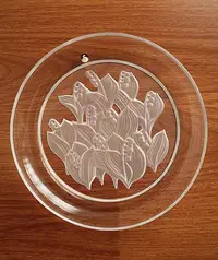 在飛比找Yahoo!奇摩拍賣優惠-Vintage日本中古Sasaki鈴蘭浮雕水晶玻璃盤
