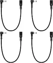 tunghey 4Pack 5.5mm x 2.1mm DC Power Extension Cable 90 Degree Right Angle Male to Female Plug Jack Extension Cord for IP Camera CCTV Security Camera Surveillance LED 0.2m