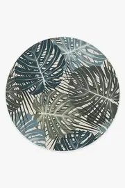 245' Round | Machine Washable Runner Rug | Kid & Pet Friendly | Indoor Rug | Monstera Jade Flatwoven Rug | Ruggable