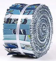 [Soimoi] 40Pcs Block Print Cotton Precut Fabrics for Quilting Craft Strips 2.5x42inches Jelly Roll - Blue
