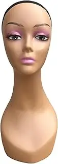 Teruyol Bald Mannequin Head Professional Cosmetology Face Durable Soft Brown Light Weight Wig Stand Wig Display Model for