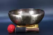 Buddha Third Eye Tuned Carved Endless Knot Tibetan Singing Bowl Set- A# Chakra