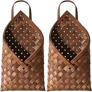 2Pcs Hanging Basket, Wooden Flower Wall Basket Coffee Home Decor Plant Decor Hanging