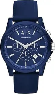 [Armani Exchange] Men's Blue Silicon Outerbanks Analogue Watch, 44mm