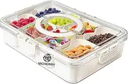 MCHERRY Divided Serving Tray with Lid, Removable Divided Platter Food Storage Containers with 8 Compartment for Christmas Party, Veggies, Snack, Fruit, Nuts, Candy, Cracker, Chip
