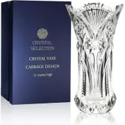 CS Crystal Vase 12-inch high, Cabbage Design, for Flowers & Decor. Lovely Nic...