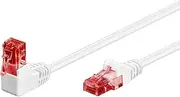 Goobay 51522 CAT 6 Ethernet Patch Cable - 90° Angled RJ45 Plug, U/UTP LAN Cable for PlayStation, Xbox, DSL, Network Devices, 1 Metre, White