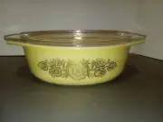 Pyrex Golden Rosette Vintage Covered Casserole Dish #043 W/ Lid