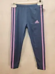 Adidas Little Girls Performance Tight Three Striped Leggings Black Size 5 Small