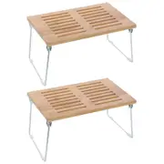 2x Boxsweden 31cm Collapsible Bamboo Storage Rack Home/Pantry Organiser Stand