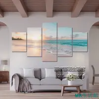 在飛比找Yahoo!奇摩拍賣優惠-實木框畫 山水畫 海邊 沙灘 海洋 日出 陽光 自然風景 現