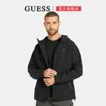 【GUESS】經典LOGO連帽外套-黑色