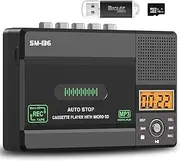 SEMIER Small Cassette Tape Player, USB C or SD Card Audio Cassette to MP3 Digital Converter, Record to Cassette/Computer/SD Card via Mic, LCD Display, Loud Speaker, Headphone Jack,16GB SD Card