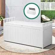 Livsip 500L Outdoor Storage Box Wooden Garden Bench Durable Wood Cabinet Patio Seat Tool Chset Toy Storage Container White