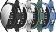 Screen Protector Case Compatible for Samsung Galaxy Watch 7 40mm 44mm Soft TPU Bumper Cover Case Replacement for Galaxy Watch 7 Smart Watch (Black&Silver&Green&Blue, 44MM)