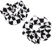 MOTHNUR 2 Pcs Checkered Hair Rope Elastic Hair Bands Womens Hair Accessories Black White Hair Rope Hair Ties Chessboard Hair Tie Two Hair Rings Holders Chiffon