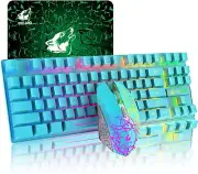 Wireless Gaming Keyboard Mouse and Mat Combo Rainbow LED Backlit Rechargeable