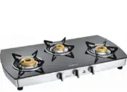 Sunflame Gas Stove LPG Stove GT 3B MAGNA SS Glass 2 Burner With Free Hose Pipe