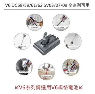 現貨 Dyson V6電池 副廠大電量 吸塵器電池 台灣出貨 電檢合格 一年保固 加贈開關固定器 (7.6折)