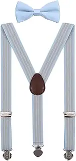 [WDSKY] Kids Suspenders and Bow Tie Set Adjustable for Wedding