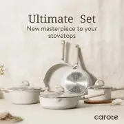 Nonstick Pots and Pans Set, 8 Pcs Kitchen Cookware Sets (Beige Granite)