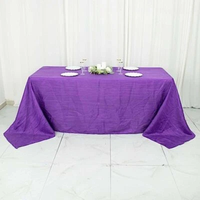 PURPLE 90" x 132" Accordion Crinkle TAFFETA RECTANGLE TABLECLOTH Party Supplies