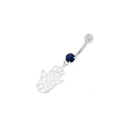 Silver Hamsa Hand Belly Ring