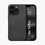 Kepuch Silklike Case for iPhone 16 Pro - Cover Bumper Built-in Metal Plate for iPhone 16 Pro - Black