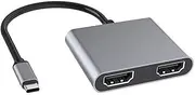 Roczential USB C to Dual HDMI Adapter 4K@60Hz, Dual Monitor HDMI Splitter for MacBook Pro/Dell XPS, Extended Display Adapter, Plug & Play, Mirror/Extend Mode