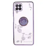 KADEM For Samsung Galaxy A12 Pattern Rhinestone Cell Phone Case TPU Electroplating Kickstand Cover