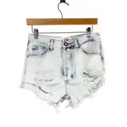 One Teaspoon Anarchy Outlaws Light Wash Denim Distressed Shorts size 27