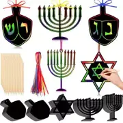 100 Pcs Hanukkah Scratch Cards Purim Dreidel Scratch Paper Craft Art Set DIY